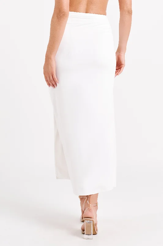 Emma Recycled Nylon Maxi Skirt - White