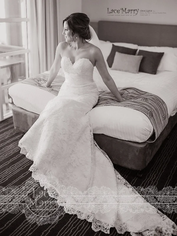 Exquisite Custom Wedding Dress with Strapless Neck