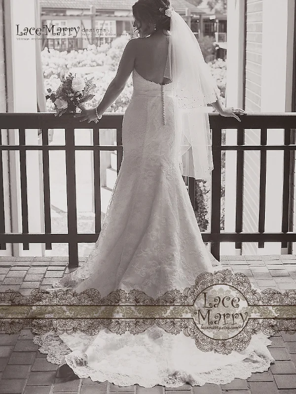 Exquisite Custom Wedding Dress with Strapless Neck