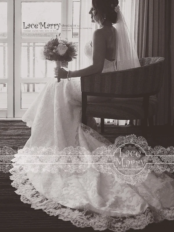 Exquisite Custom Wedding Dress with Strapless Neck