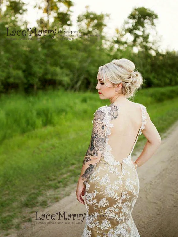 Extraordinary Champagne Wedding Dress