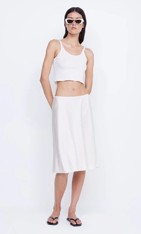 KAIA BIAS MIDI SKIRT - IVORY