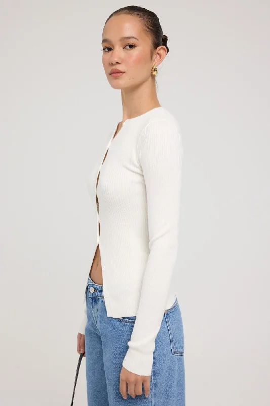 Luck & Trouble Bianca Long Sleeve Knit Top White