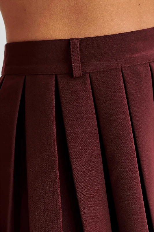 Mura Pleated Mini Skirt - Plum