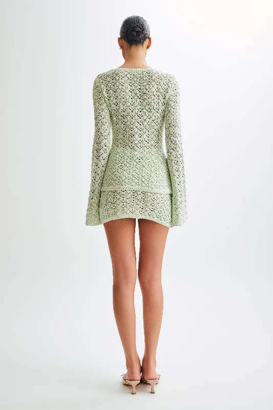 Murphy A-Line Knit Mini Skirt - Pastel Green