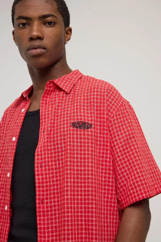 Neovision Secure Check Oversize Short Sleeve Shirt Red/White