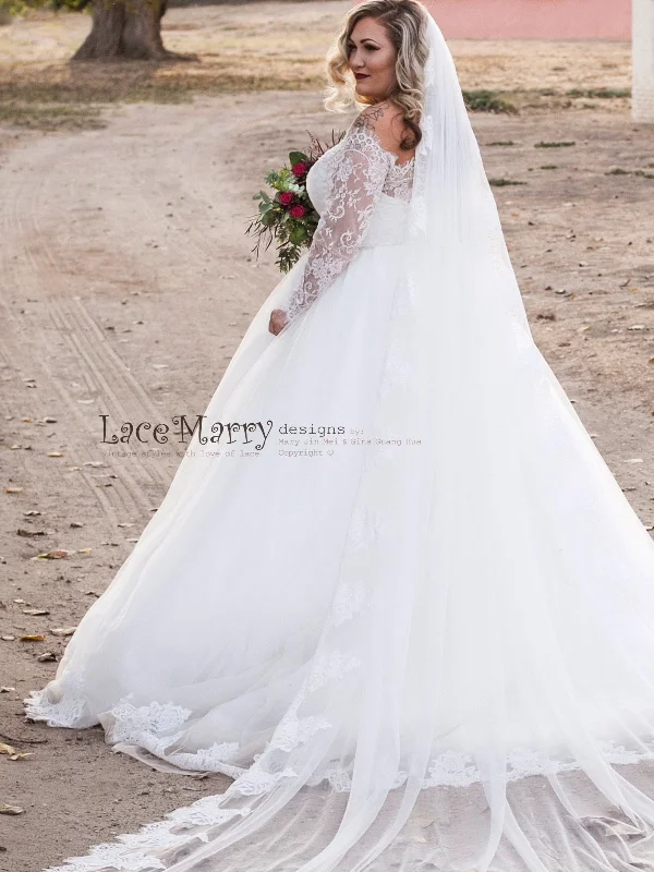 Off Shoulder Wedding Dress with Princess Tulle Skirt