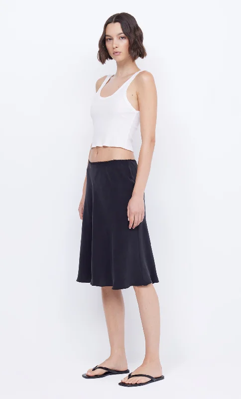 PIPER BIAS MIDI SKIRT - BLACK