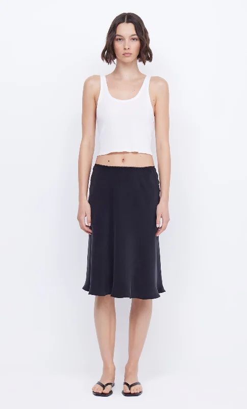 PIPER BIAS MIDI SKIRT - BLACK