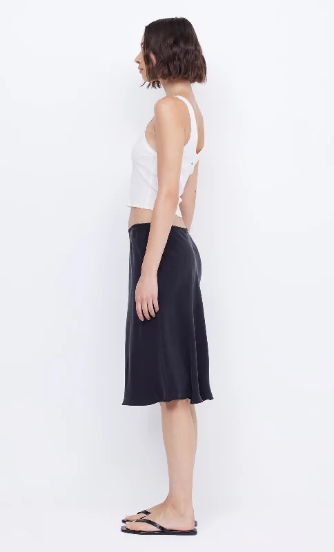 PIPER BIAS MIDI SKIRT - BLACK