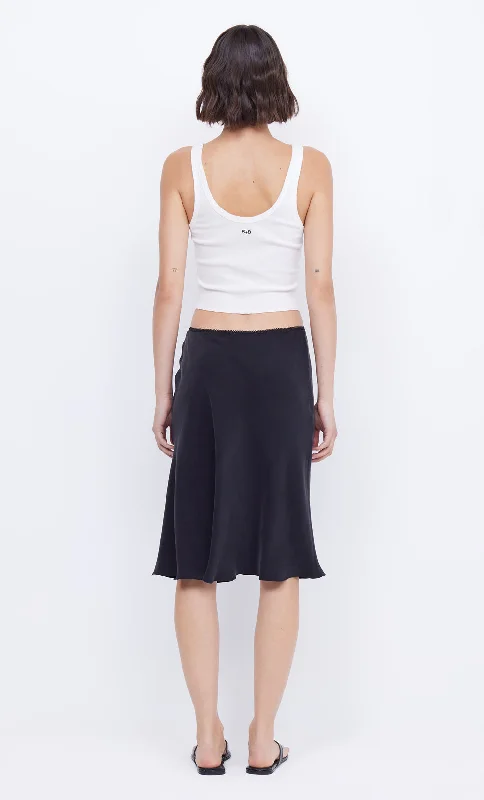 PIPER BIAS MIDI SKIRT - BLACK