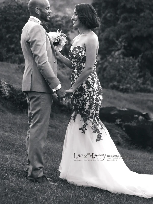 Red Lace Wedding Dress with Ivory Tulle