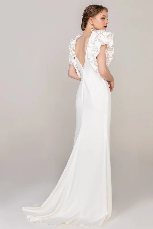 Sheath Sweep-Brush Train Elastic Cloth Wedding Dress CW2426