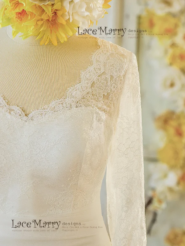 French Lace Wedding Dress with Long Sleeves