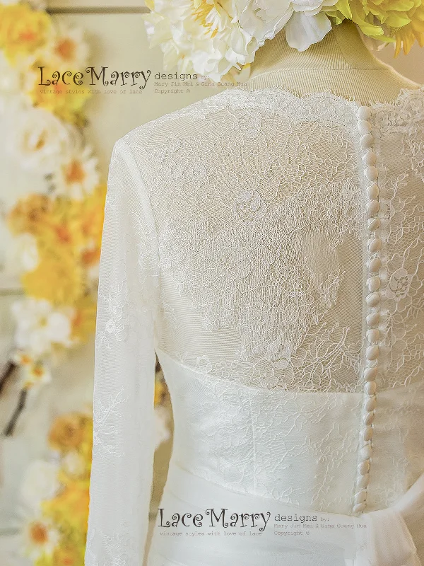 French Lace Wedding Dress with Long Sleeves