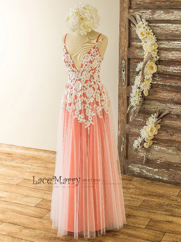 Stunning Colorful Bridesmaid Dress with Ivory Floral Design