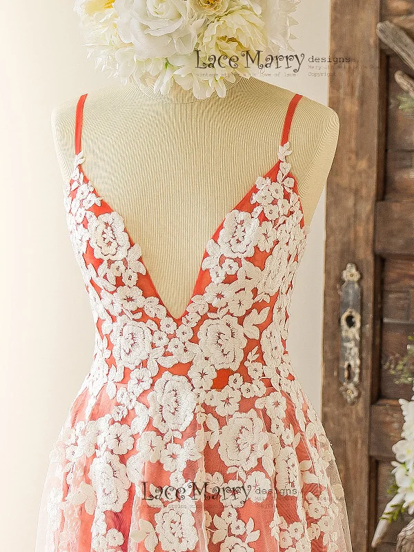 Stunning Colorful Bridesmaid Dress with Ivory Floral Design