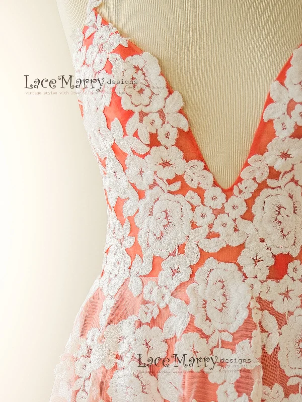 Stunning Colorful Bridesmaid Dress with Ivory Floral Design