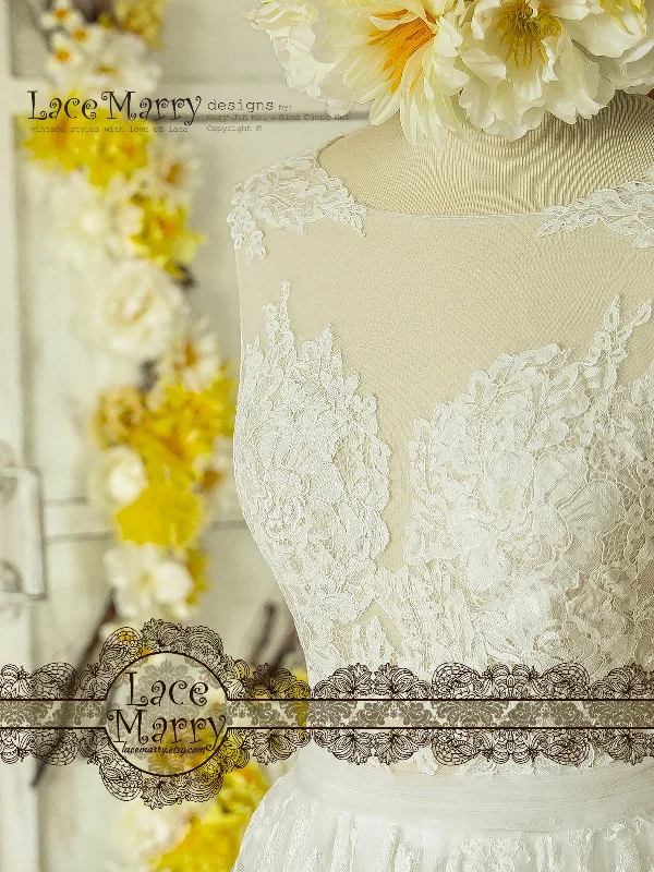 Trendy Lace Wedding Dress in Bohemian Style from Soft Tulle