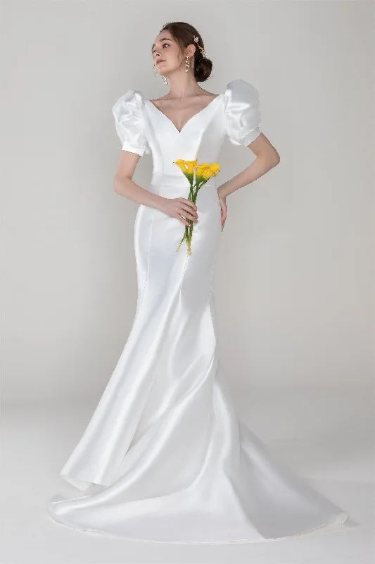 Trumpet-Mermaid Court Train Mikado Wedding Dress CW2523