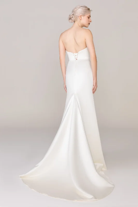 Trumpet-Mermaid Sweep-Brush Train Satin Wedding Dress CW2477