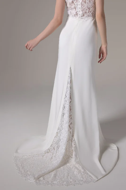 Trumpet Sweep-Brush Train Elastic Cloth Wedding Dress CW2658