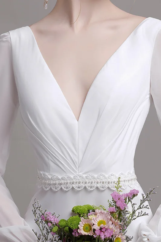 Trumpet Sweep-Brush Train Elastic Cloth Wedding Dress CW2764