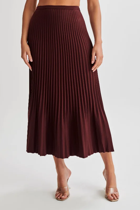 Twyla Pleated Suiting Maxi Skirt - Plum