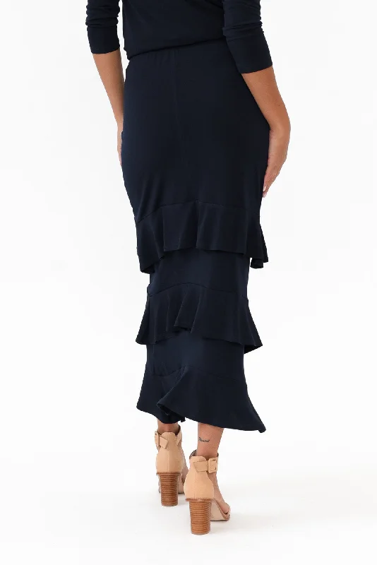 Zella Navy Tiered Frill Skirt