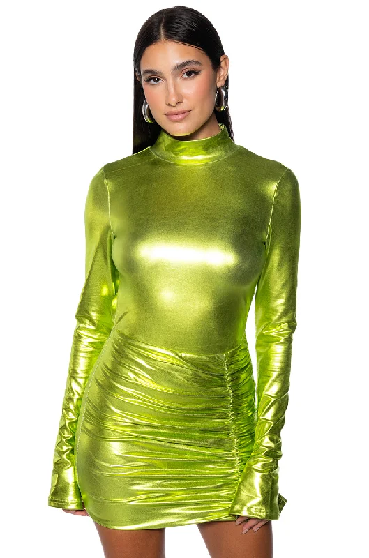 IT GIRL METALLIC MINI DRESS