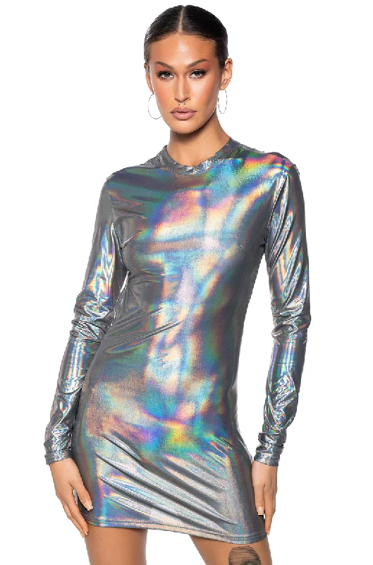 PARTY IN THE BACK METALLIC MINI DRESS