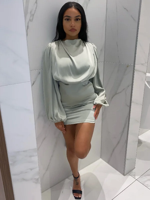 The Sale You’ve Been Waiting For!Ava Satin Draped Cowl Neck Dress