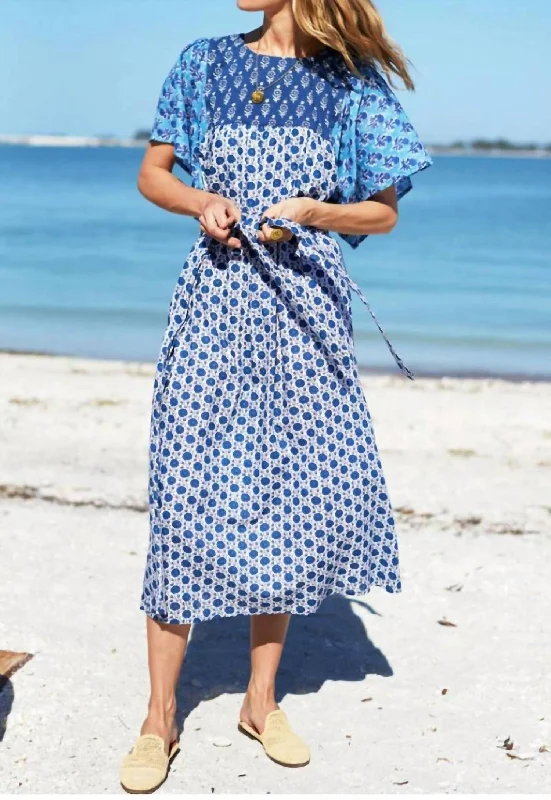 Snag the Best Prices Now!Basilie Midi Dress In Patchwork Blues