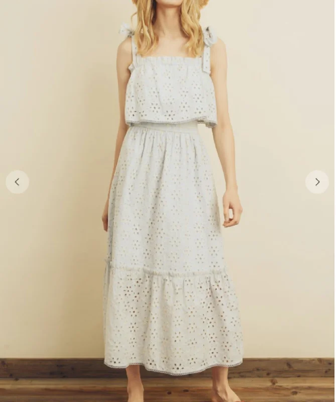 Instant Savings Await!Beach Bliss Eyelet Midi Dress in Ice Blue