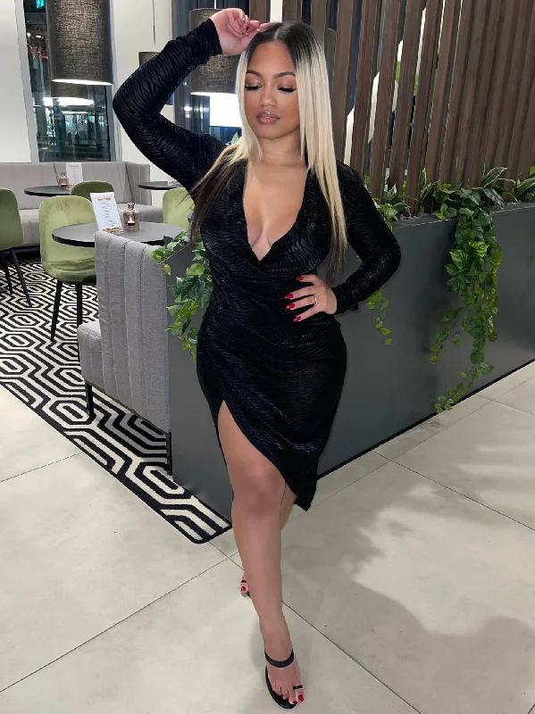 Time to Snag a Bargain!Black Zebra Mesh Dress