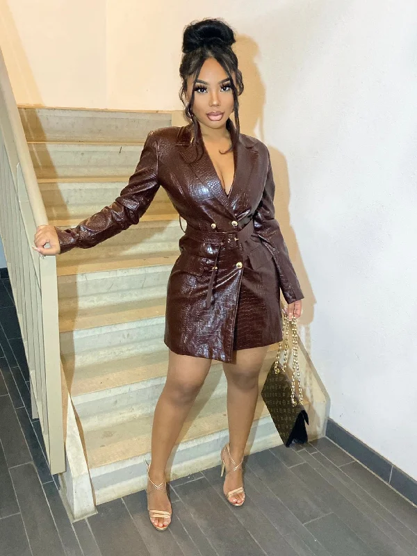 Save Money, Shop Happy!Boudoir Croc Blazer Dress