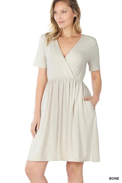 Get It Before It’s Gone!BRUSHED DTY BUTTERY SOFT FABRIC SURPLICE DRESS