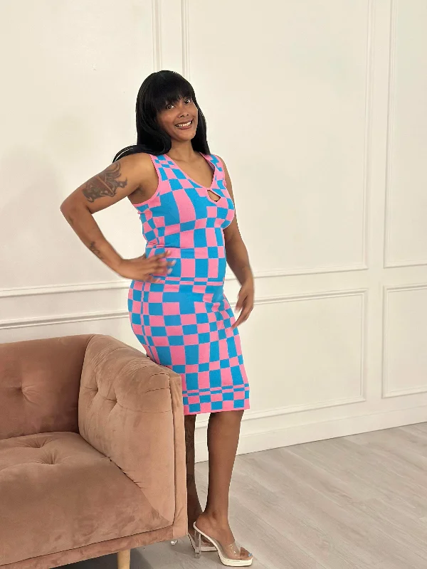 Steals and Deals Await!CheckerBoard Tank Dress