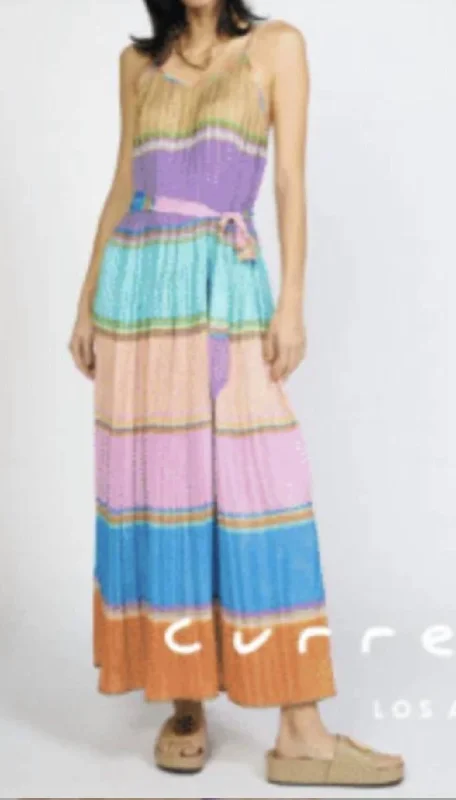 Seasonal Sale – Shop Now!Color Blocking Pleated Cami Midi Dress In Multi