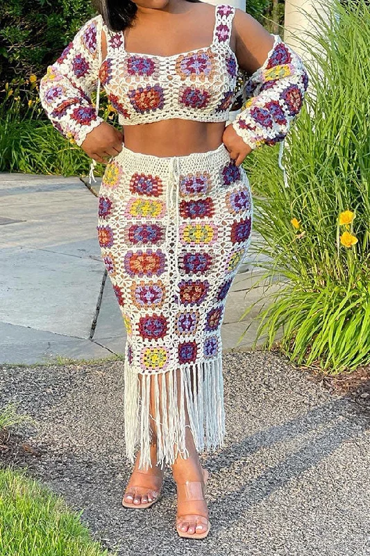 Save Money, Shop Happy!Colorful Flower Pattern Boho Strappy Crochet Camisole