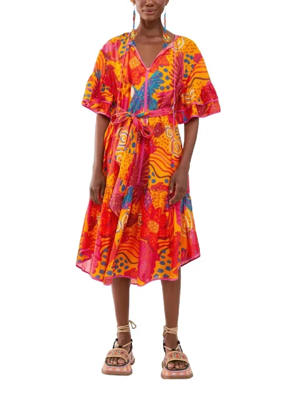 Shop More, Spend Less!COLORFUL PARTY MIDI DRESS in Multi