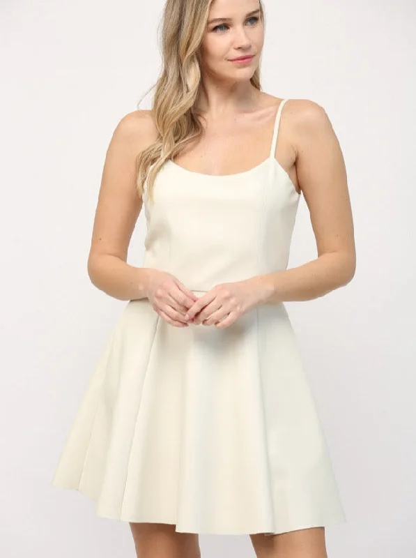 Save Up to 50% Off!CREAM FAUX LEATHER DRESS