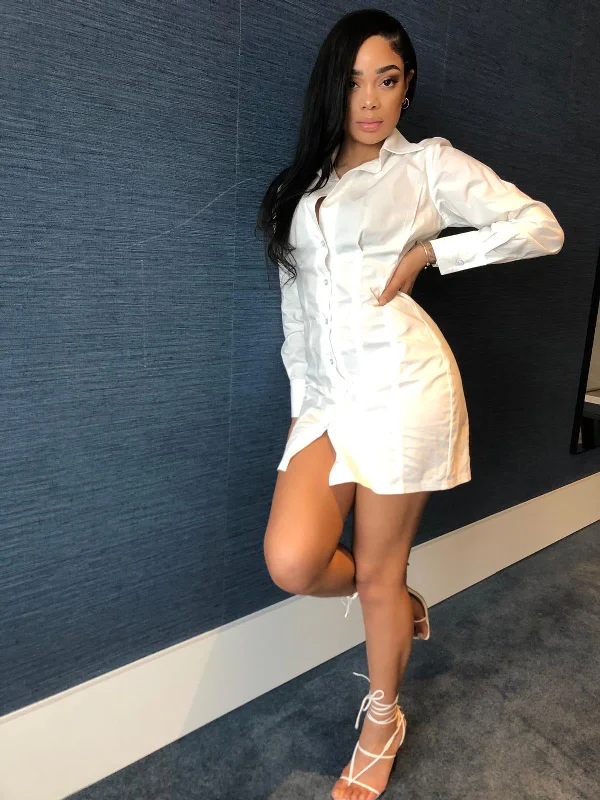Your Shopping Spree Starts Here!Elemental White Shirt Dress
