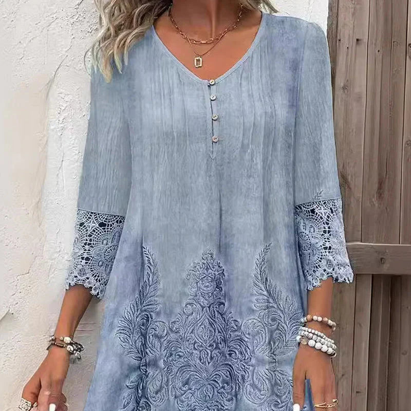 Instant Savings Await!Elenora™ Elegant half-sleeved lace dress with V-neck
