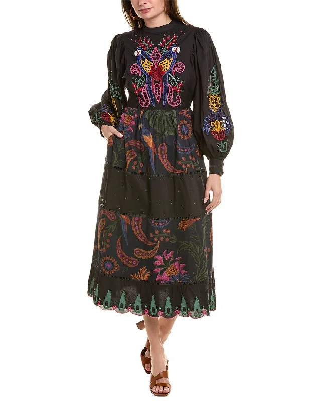 Special Discounts Inside!FARM Rio Tropical Tapestry Embroidered Midi Dress
