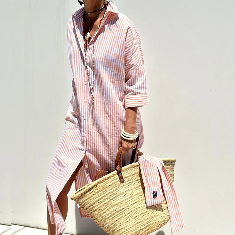 Your Shopping Wish, Our Discount Command!Gemma™ Elegant Striped Shirt Dress