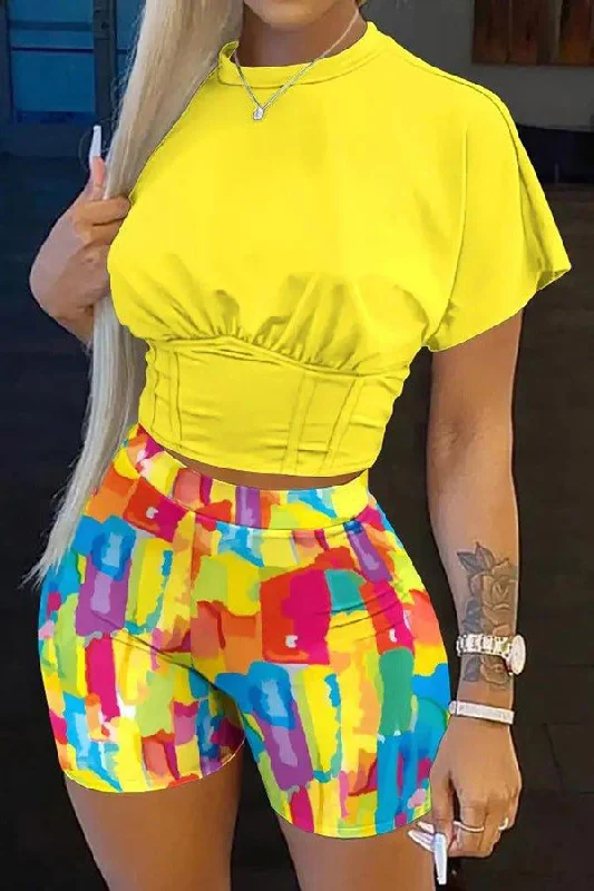 Your Chance to Save is Now!Graffiti Print Casual Round Neck Pant Suit