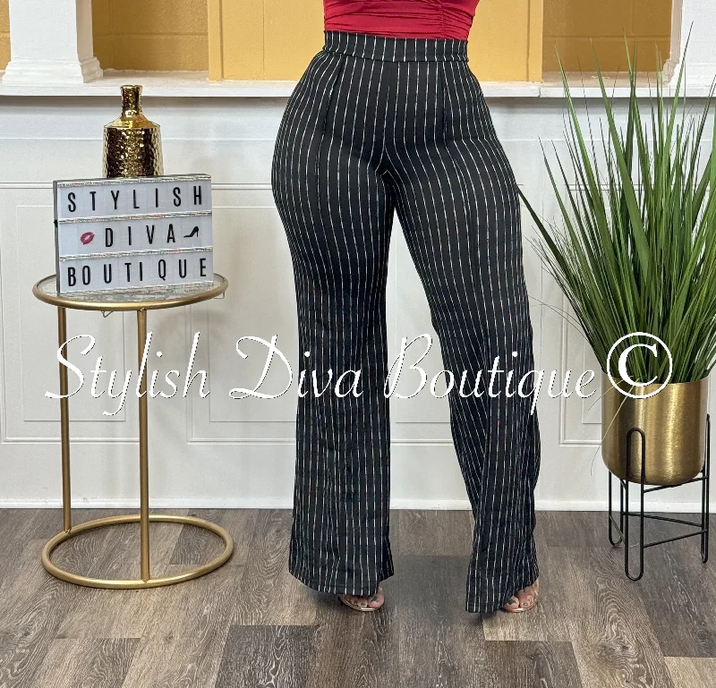 More Discounts, More Joy!Jackie Flare Dress Pants (Black Pinstripe)