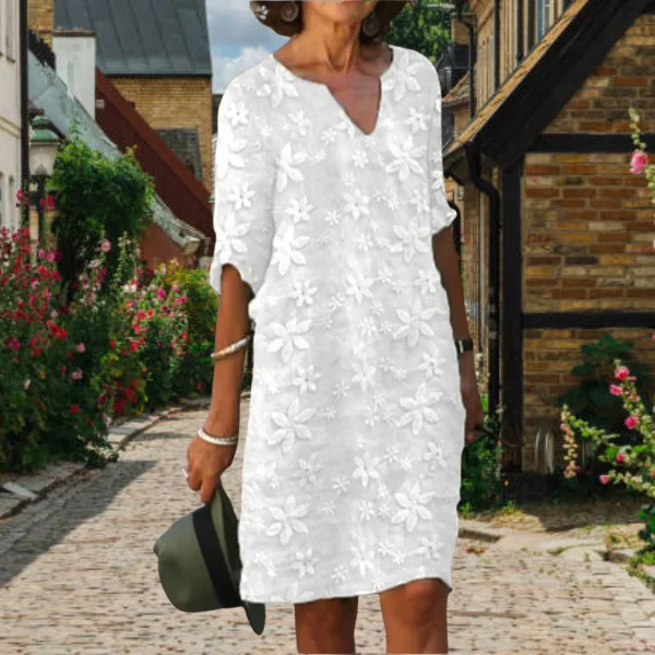 Massive Price Cuts!Janet™ Elegant Floral Linen Dress