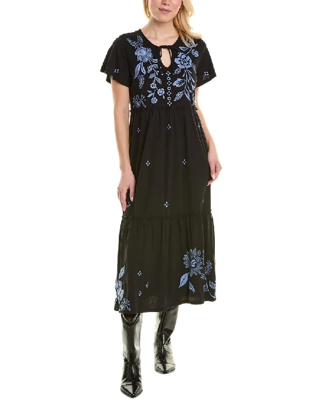Get More, Spend Less – Shop Now!Johnny Was Lyra Tiered Ruffled Knit Midi Dress